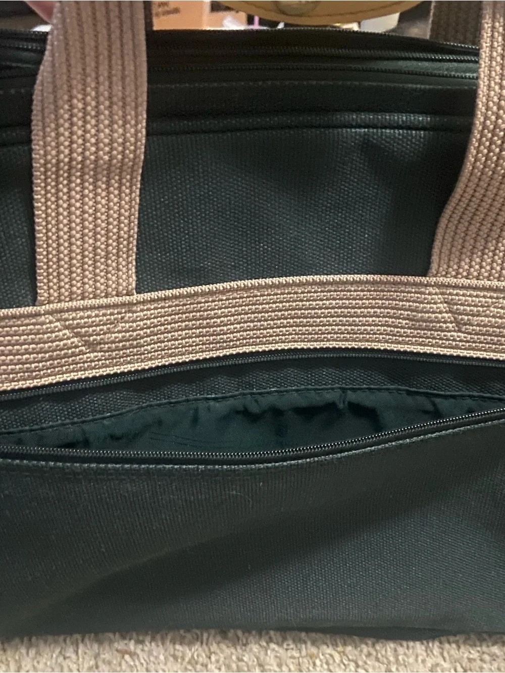 London Fog Black Laptop Bag with Tan Handles